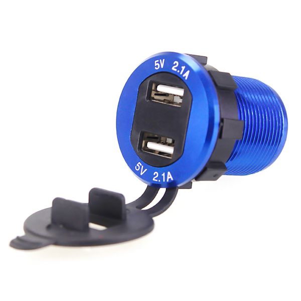 

aluminum 2.1a dual usb charger power outlet cigaretter lighter adapter with led digital voltmeter for car marine boat motorcycle