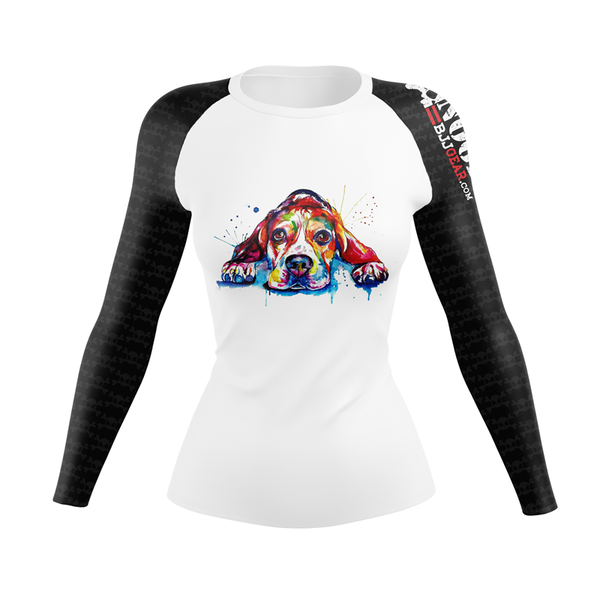 

colorful dog digital printing women bjj t