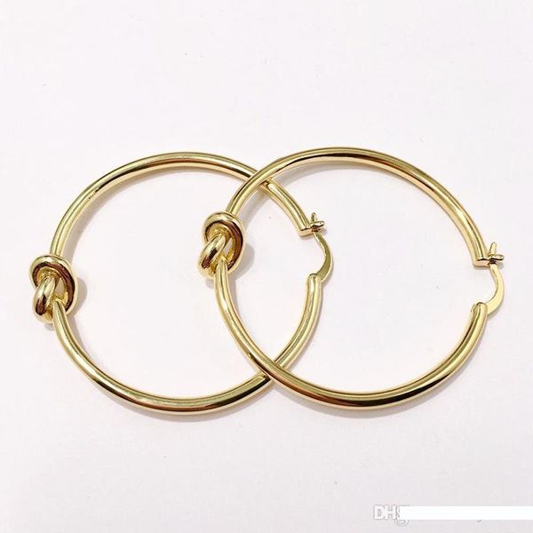 

new big circle hoop earrings for women bohemian bridal party jewelry gold copper twist knot earrings wedding jewelry fashion accessories 4cm, Golden;silver