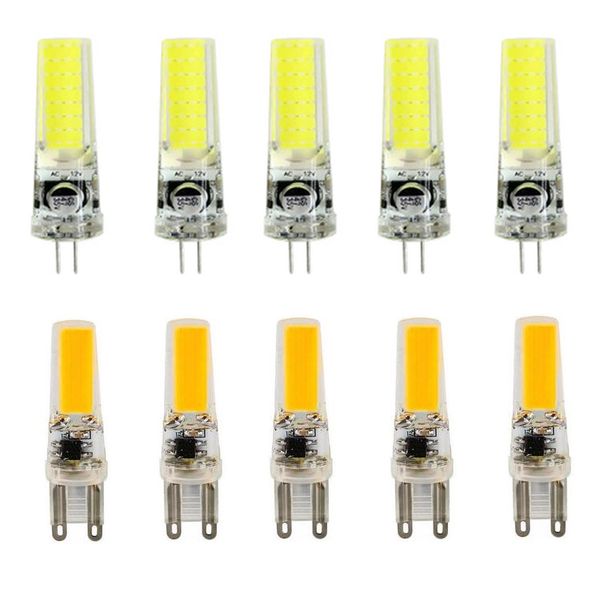 

cob лампы cob g4 g9 led dc / ac 12v 220v led g4 g9 light диммируемого лампады led заменить галогенные лампы люстры