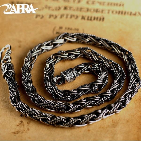 

zabra handmade vintage solid 925 sterling silver necklace 6mm 55cm long chain men steampunk style biker jewelry for mens