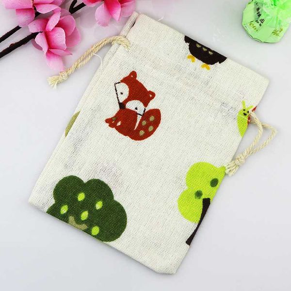 

lovely red and green tree pattern cotton bags 5pcs/lot 10x14cm small happiness eggs candy handmade jewelry beads gift bags, Pink;blue