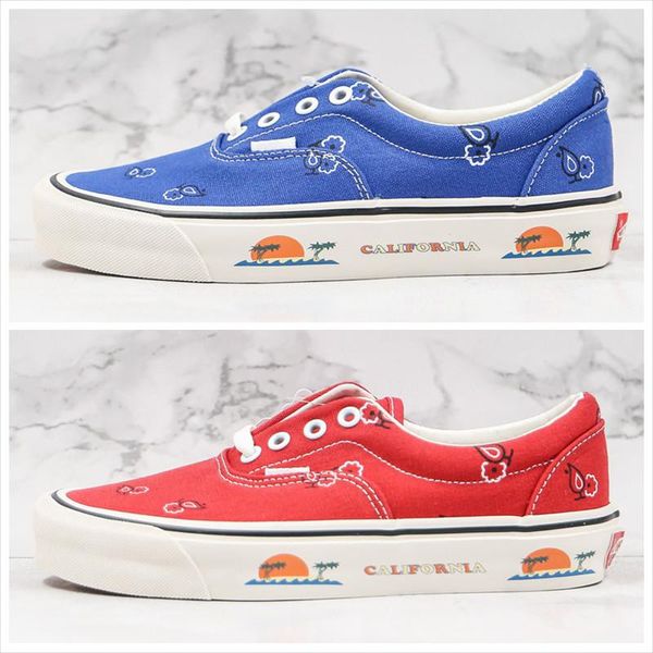 

new canvas shoes cashew flower paisley og era lx green blue red sunny beach california vault men women casual shoes, White;red
