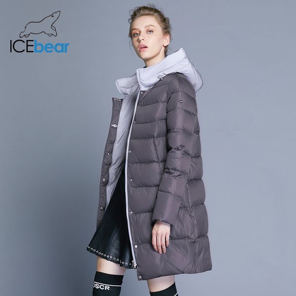 

icebear 2019 new hooded woman coat winter slim jacket brand clothing design windproof warm parkas gwd18192i y190926, Black;white