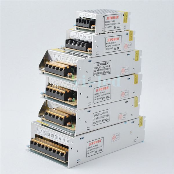 100-240V AC a DC5V 2A/3A/4A/5A/8A/10A/20A/30A/40A/60A Switch Trasformatori di alimentazione LED 5V per WS2812B WS2801 APA102 LED Strip Light