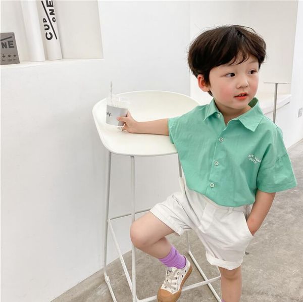 

2020 new girls boys shirt summer cotton short sleeve fashion kids 1-7 years hv422, White;black