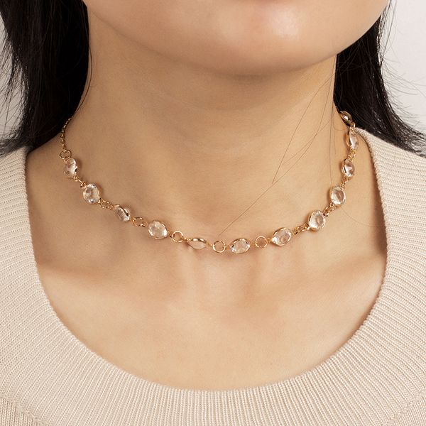 

korean-style students simple transparent crystal choker necklace women's elegant versatile short necklace choker, Black