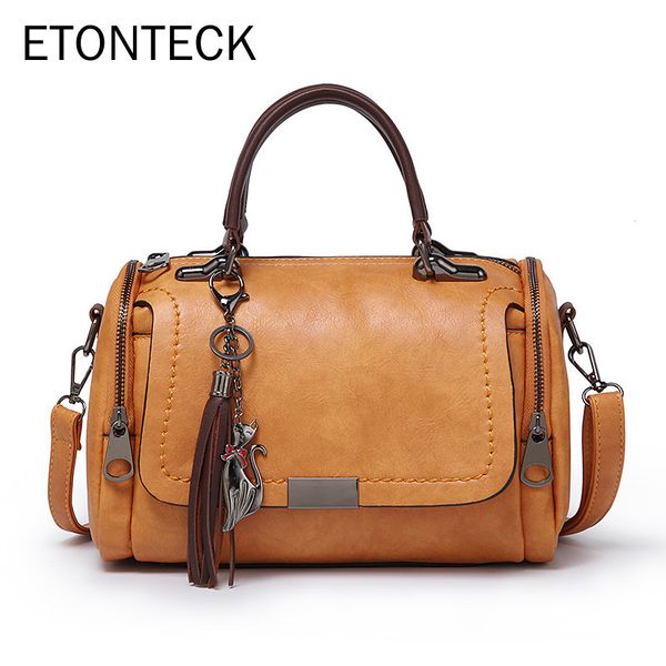 

etonteck 2019 new arrival fashion woman bag shoulder bag for ladies retro pu leather handbag female tassel zipper crossbody bags