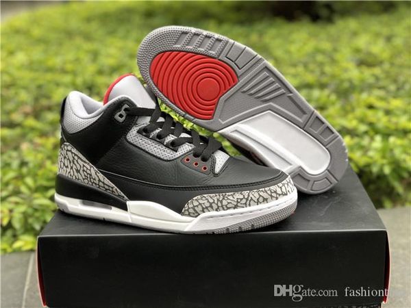 

2018 release authentic og 3 black cement grey black red 3s basketball shoes for man woman sports sneakers with box 854262-001, White;red