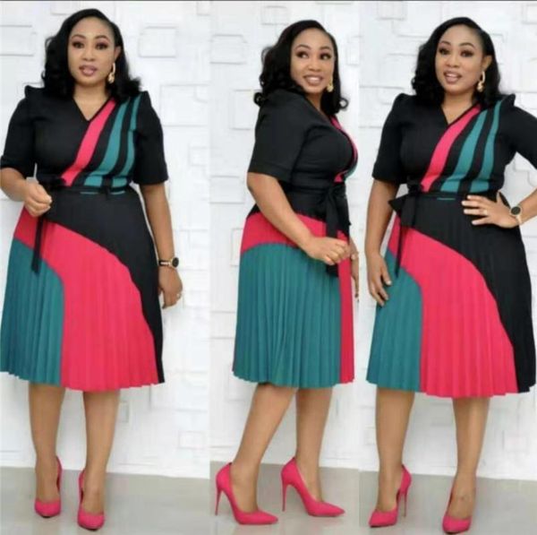 

2020 new fashion style elegant summer african women print large size dress, Red