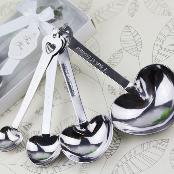 

50 pcs measuring spoon in white gift box love wedding favors of simply elegant heart shaped stainless steel spoon