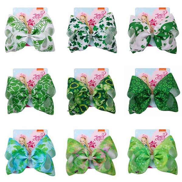 Ins Four Leaf Clover Bowknot Hairpins Baby Girls Lucky Clover