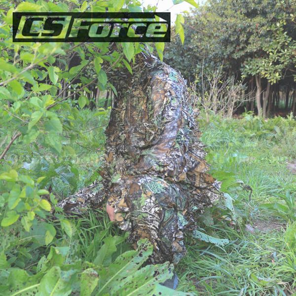 

hunting 3d leaf bionic ghillie suits sniper camouflage disguise hide yowie paintball training suits cs combat clothes, Camo