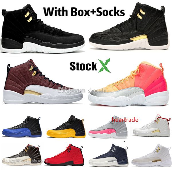 

12 12s reverse taxi punch mens basketball shoes fiba game ball ovo white flu game michigan dark grey men sport designer sneakers trainer