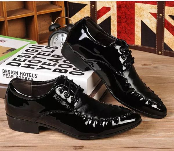 

korean version of pointy small leather shoes men british fashion bright men's shoes men breathable casual hair stylist tide shoes sprin, Black