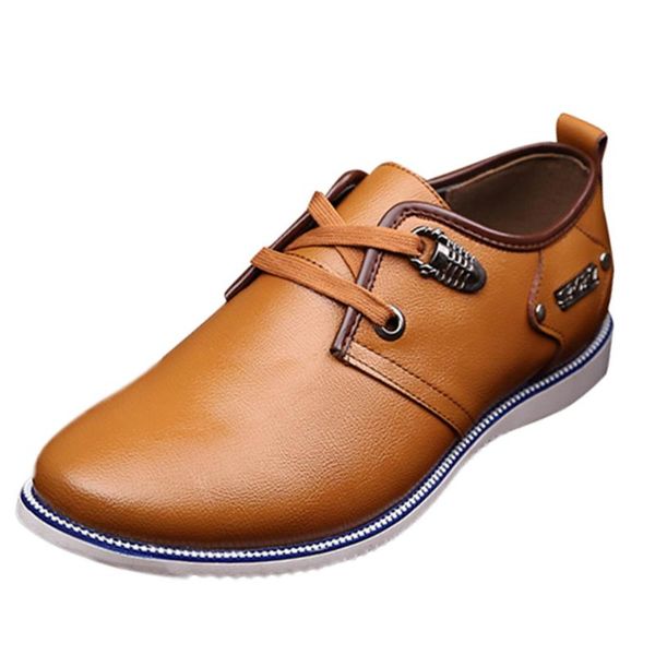 

kancoold leather casual shoes casual breathable leather shoes men round head lace-up wild mens dress large sizes 1212, Black