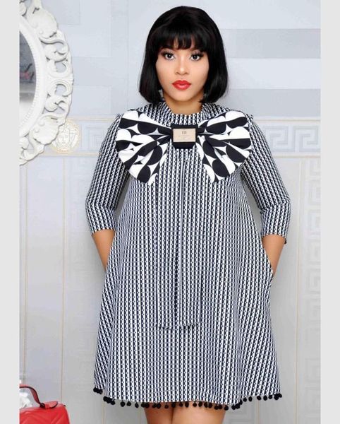 

2019 new fashion print elastic sleeve loose style dashiki stripe long dresses with scarf for lady/women, Red