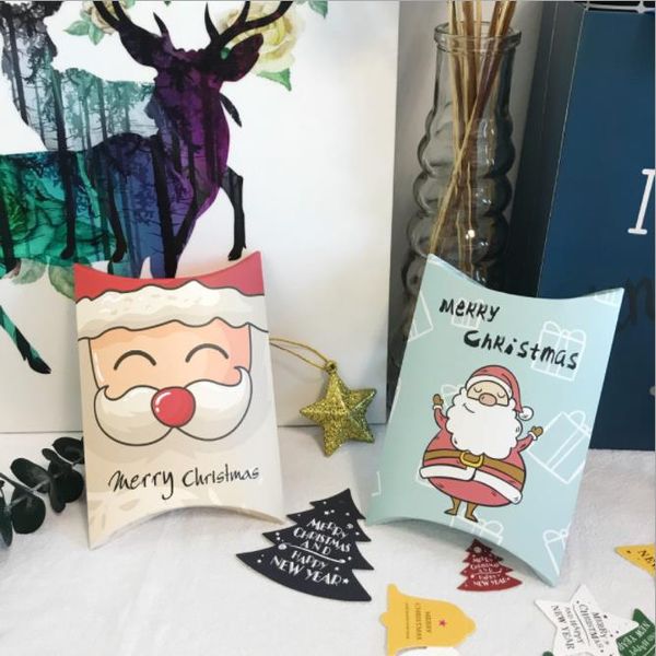 

20pcs christmas gift box pillow shape xmas tree elk christmas candy box packing bag paper cookies boxes party favors kids gift
