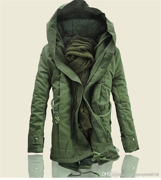 

mens fashion designer jackets winter hooded long style cotton padded coat plus size military jacket gentlemen coats, Black;brown
