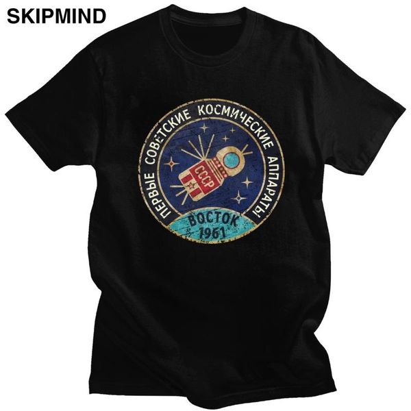 

ретро ссср россия boctok tshirt мужчины 1961 голубой знак tee коротким рукавом хлопок футболка досуг советский союз восток tshirt, White;black