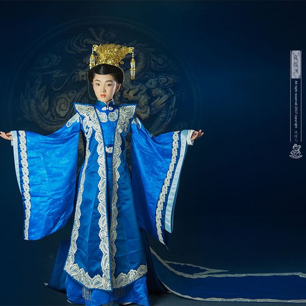 

ye wei lan blue princess costume kid's costume for children's day or pgraphy stage performance hanfu princess of wei young, Black;red