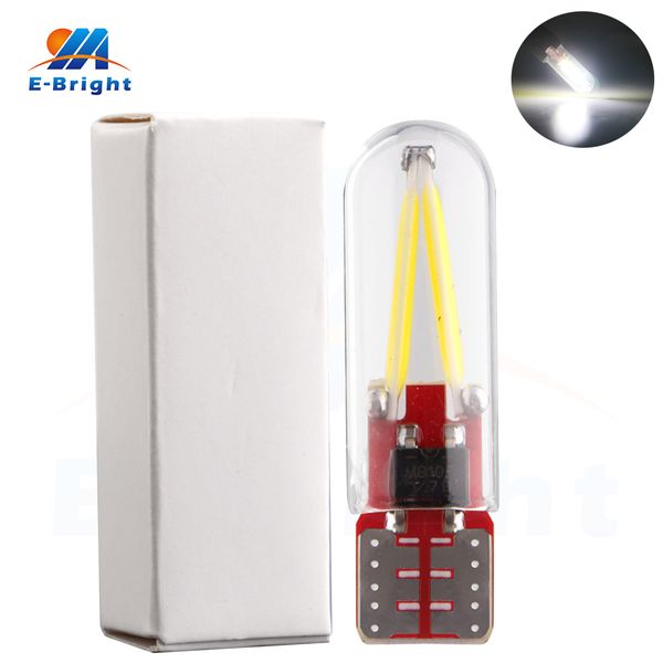 

5pcs glass t10 cob 14 smd 194 168 12v auto bulb white blue red ice blue green amber car interior led car reading license lights