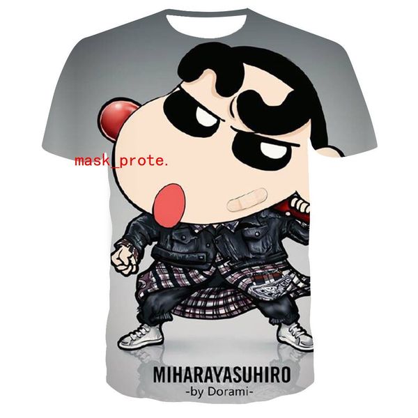 

mens clothing 2020 japanese brand loose t-shirt crayon new animation printing 3d duan xiu tee shirts  for men clothes ovo ing, White;black