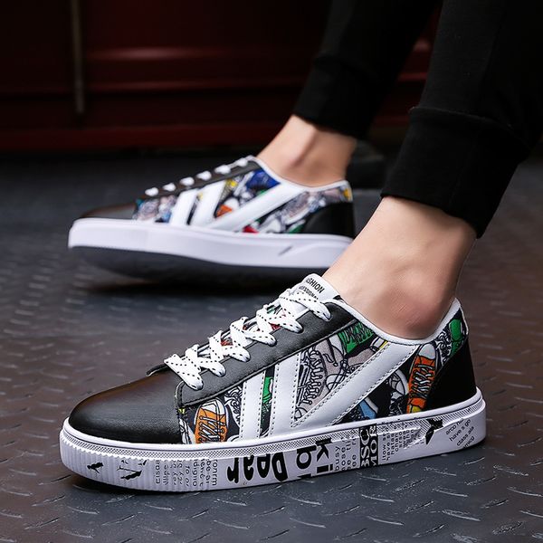 

student handsome men's shoes spring and summer tide 2019 new ins shoes male korean version of the wild lace men's sports, Black