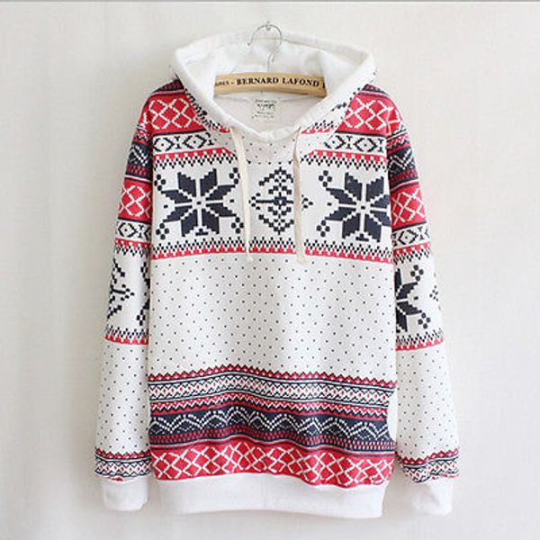 

christmas hoodies women pullovers 2018 harajuku deer snowflake printed sweatshirts female tracksuit sudaderas mujer, Black