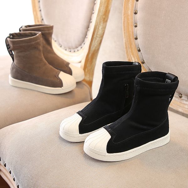 

children' shell head high boots boys and girls winter fashion wild shoes, Black;grey