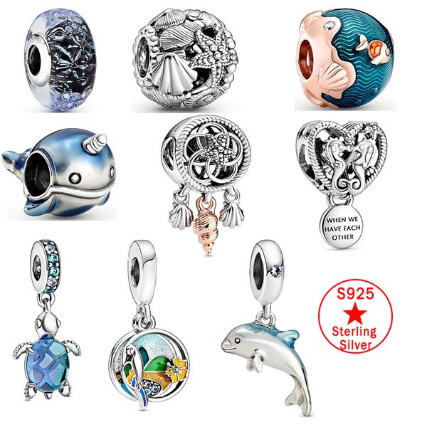 

2020 cristal de verano tortuga marina concha de mar estrella mar ajuste fit pulsera encantos diy serie con diseÃ±o