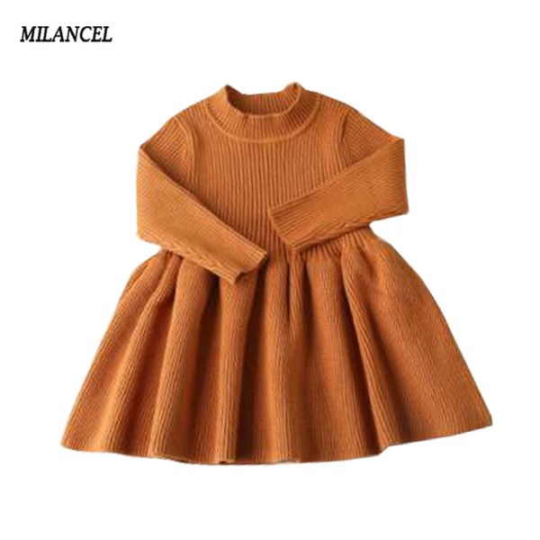 

milan autumn girl robe solid child rough dress, Red;yellow