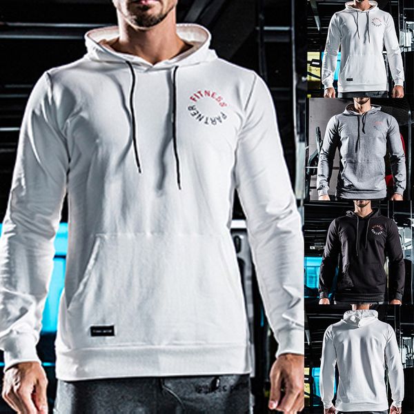 

men's new fitness training hoodies sport hooded tracksuit sweatshirts men long sleeved hoodies pullover male hip hop hoodie, Black