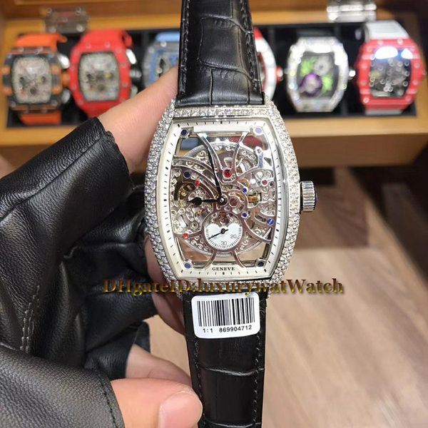 

New men 039 collection cintree curvex 8880 b 6 qt d keleton dial ilver diamond ca e automatic mechanical men watch leather trap wat