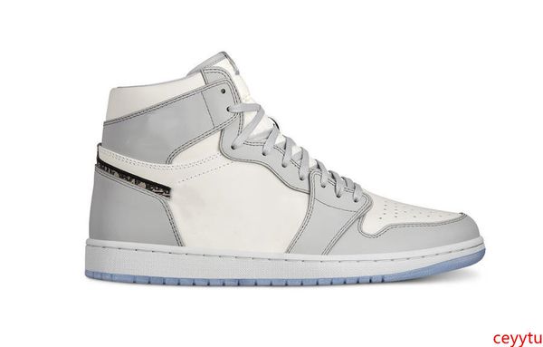 

with og authentic mens basketball shoes sneakers 1s grey white brand designer sports shoes trainers athletic sneakers