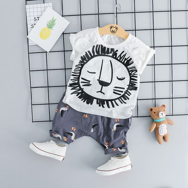 

hylkidhuose 2019 summer baby girls boys clothing sets infant clothes suits cartoon t shirt shorts kids children casual costume y200525, White