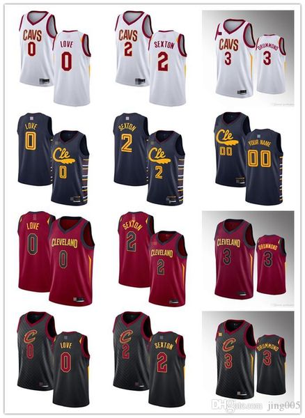 

mens womens youth cleveland cavaliers 0 kevin love 3 andre drummond 2 darius garland red custom basketball jerseys, Black;red