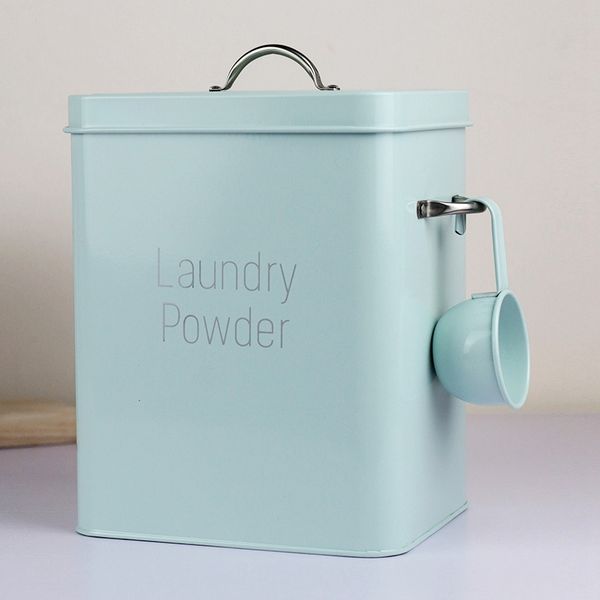 

beautiful powder coating metal zinc laundry powder boxes storage with scoop storage baskets