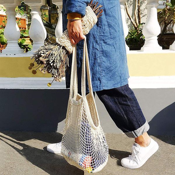

mesh shopping bag reusable string fruit storage handbag totes women shopping mesh net woven hanging bag shop grocery tote bag