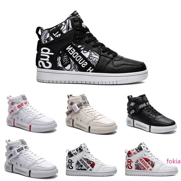 

2020 non-brand men 1 полезность классический черный белый женщины повседневная обувь скейтбординг высокие тренеры размер спортивные кроссовк