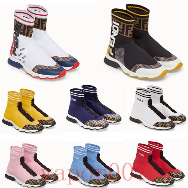 

2019 high fashion luxury designer women shoes spring trend joker men women socks stretch net stripe twocolor soles in the sneakers