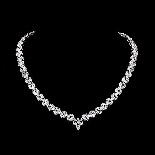 

2020 новый модные ювелирные изделия игристые маркиза cut цирконий cz кристалл 16-дюймовый теннис воротник ожерелье, Golden;silver