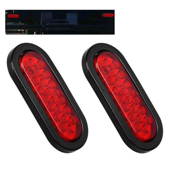 

2pcs 6 inch oval red 22 led truck taillight transparent reversing tail light for truck trailer warning light