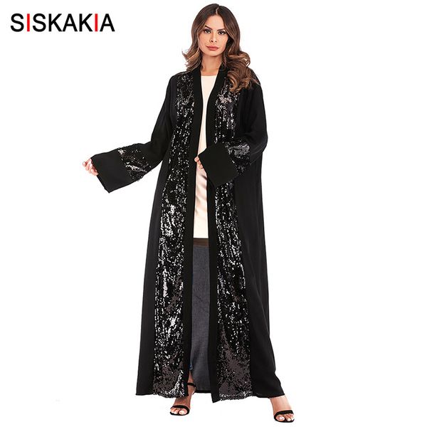 

siskakia fashion sequins patchwork women abaya spring 2019 new arrival muslim cardigan tunics black ramadan clothes slim sash, Red