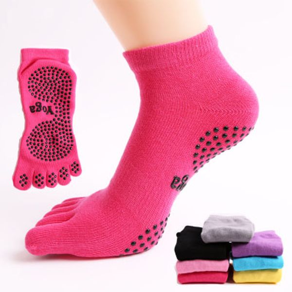 

yoga women's socks non-slip massage bottom sports five-finger socks cotton four seasons tube floor sports, Black