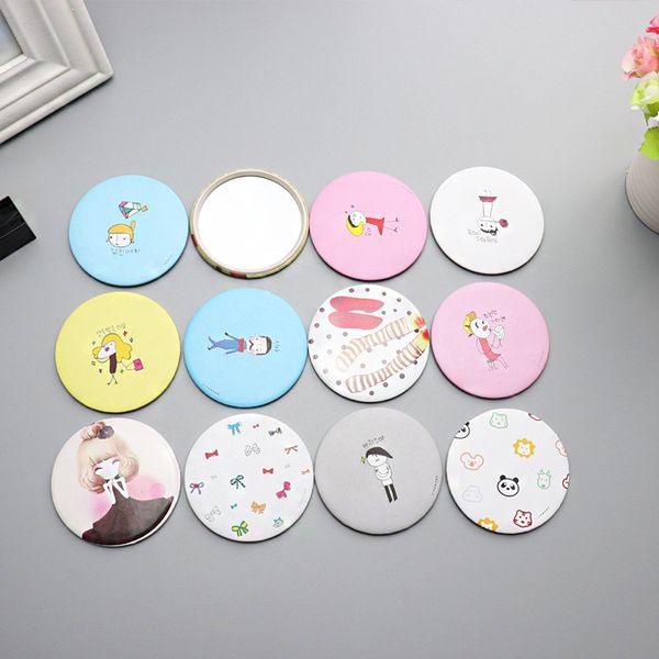 

portable cute cartoon mini pocket mirror round make up compact mirrors mixed color cosmetic tool ing