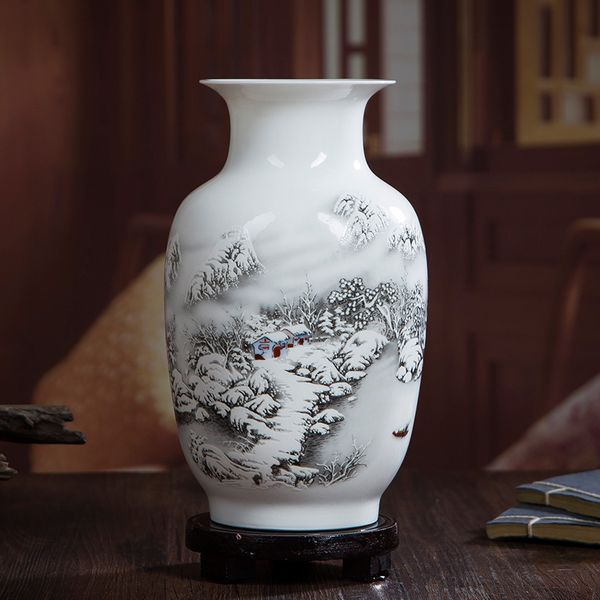 

traditional chinese ceramic vase vintage home decor tableornaments rural scenery animal birds pattern art craft flower vase