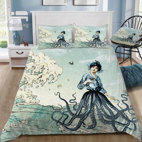 

sea fairy 3d bedding set printed duvet cover set  king twin size