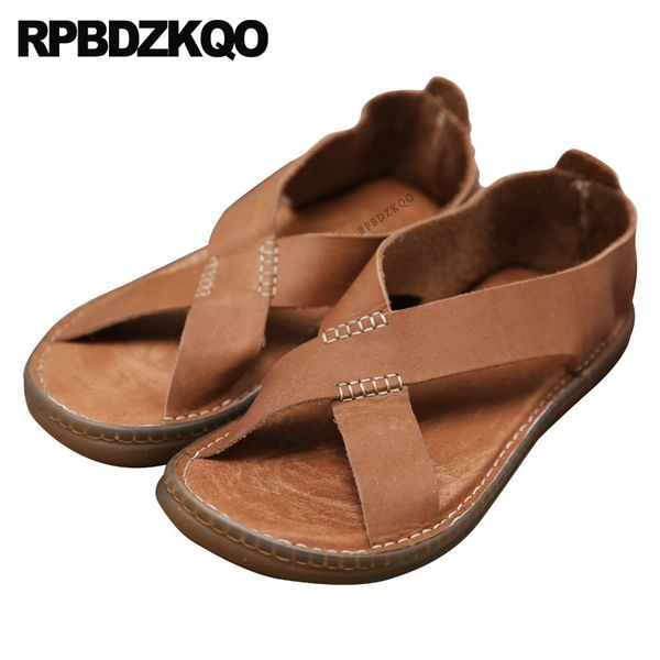 

strap summer flat waterproof casual brown slip on men sandals leather beach black native japanese water shoes 2018 open toe