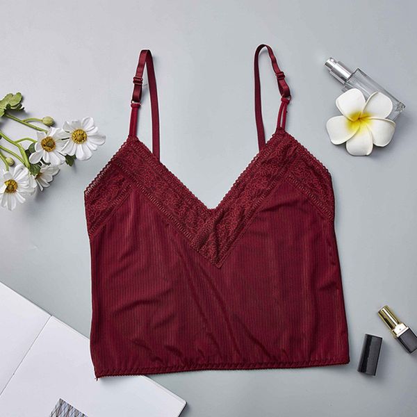 

spandex lace rib high bh underwear color camisole new female lingerie intimates women elastic quality wt, Black;white